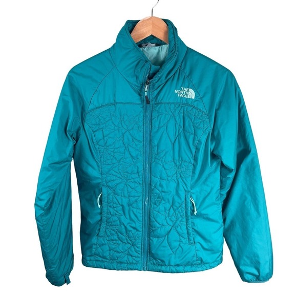 The North Face Puffer Jacket Women's Small Teal Quilted Embroidered - Picture 1 of 10